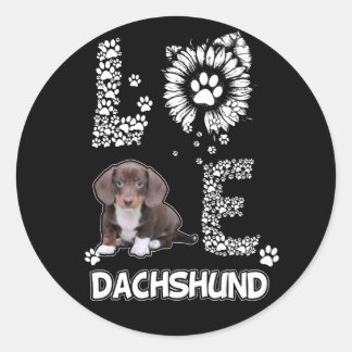 Sticker Rond Don de chien | Dachshund Lovely Flower