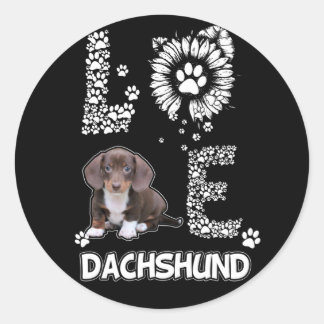 Sticker Rond Don de chien | Dachshund Lovely Flower