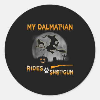 Sticker Rond Don de chien | My Dalmatian Rides Shotgun