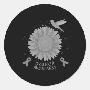 Sticker Rond Don de colibri de tournesol de sensibilisation