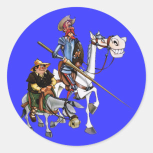 Sticker Rond DON QUIJOTE, SANCHO, ROCINANTE y RUCIO - Cervantes