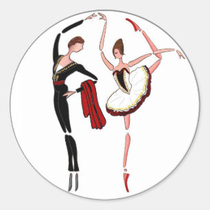 STICKER ROND DON QUIXOTE BALLET COUPLE - KITRI BALLERINA STICKE
