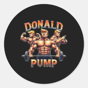 Sticker Rond Donald Pump Musculation Drôle Gym Mème 