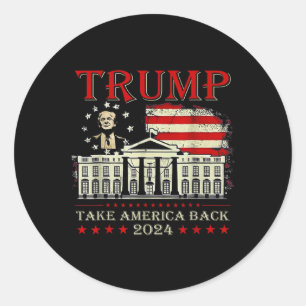 Sticker Rond Donald Trump 2024 : l'Amérique doit le drapeau amé