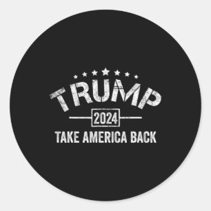 Sticker Rond Donald Trump 2024 Reprendre l'Amérique 4 juillet E