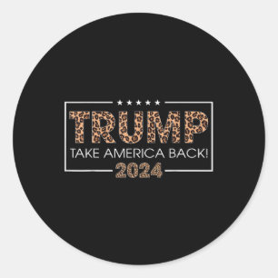 Sticker Rond Donald Trump 2024 Reprendre l'Amérique Empreinte d