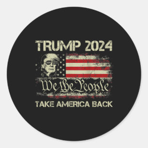 Sticker Rond Donald Trump 2024 Reprendre le drapeau américain à