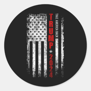 Sticker Rond Donald Trump 2024 Reprendre le drapeau américain à