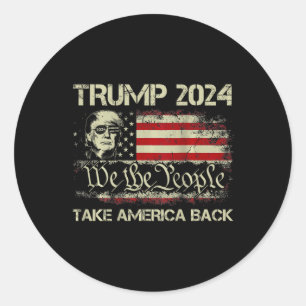 Sticker Rond Donald Trump 2024 Reprendre le drapeau américain à
