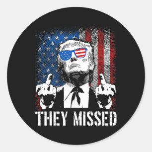 Sticker Rond Donald Trump a manqué Trump 2024 États-Unis Amériq