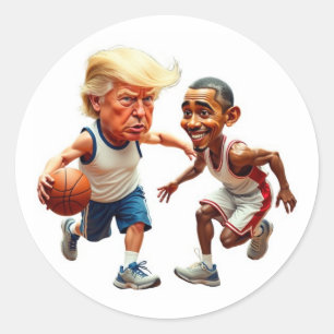 Sticker Rond Donald Trump Barack Obama