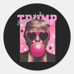 Sticker Rond Donald Trump Bubble Gum Pink Sungles