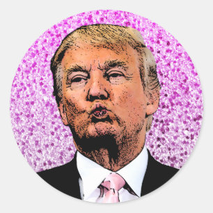 STICKER ROND DONALD TRUMP CHRISTMAS SCELLÉ AVEC UN BÂTIMENT KIS