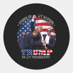 Sticker Rond Donald Trump Combattre Jésus Est Mon Sauveur Trump