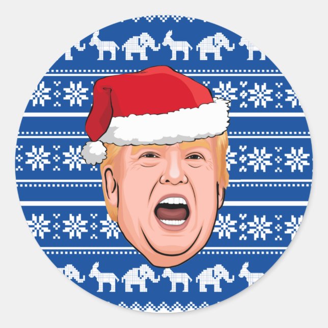Sticker Rond Donald Trump en colère Noël (Devant)