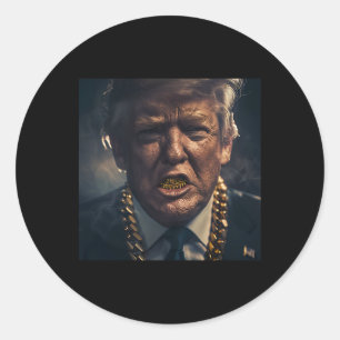 Sticker Rond Donald Trump Gold Grillz