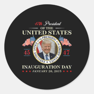 Sticker Rond Donald Trump Jour de l'investiture 2025 47e Présid
