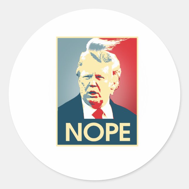 Sticker Rond Donald Trump NOPE — Anti-Trump 2016 - (Devant)