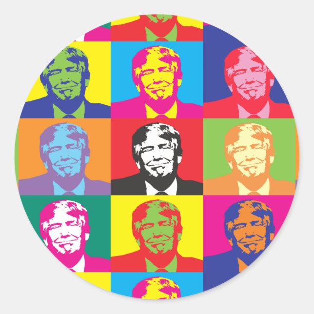 Sticker rond Donald Trump Pop Art (Devant)