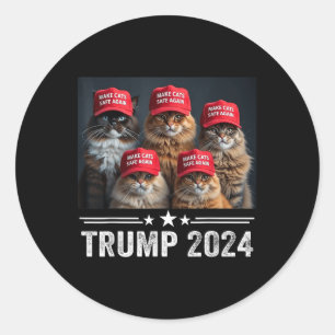Sticker Rond Donald Trump Rendre les chats en sécurité Casquett