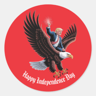 Sticker Rond Donald Trump Riding Patriotic Eagle Art Custom