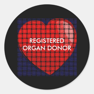 Sticker Rond DONATEUR d'ORGANE ENREGISTRÉ par coeur