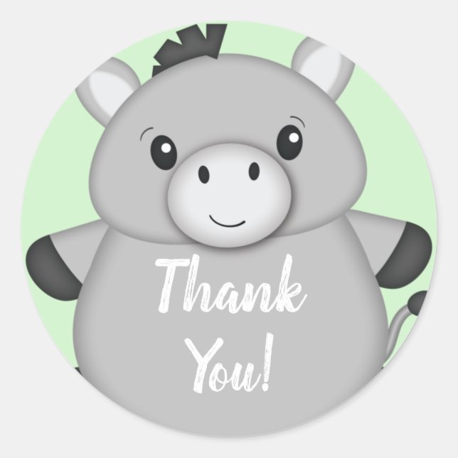 Sticker Rond Donkey Baby shower Green (Devant)