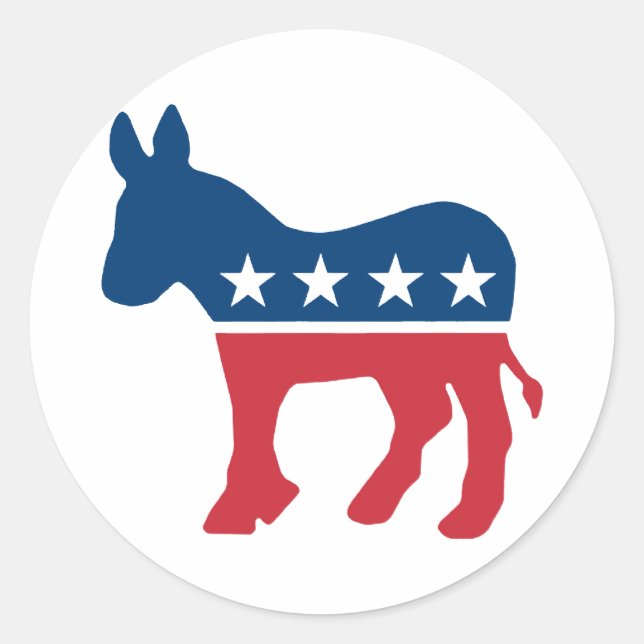 Sticker Rond Donkey démocrate (Devant)