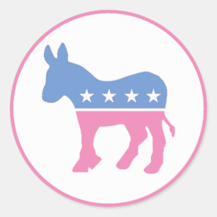 Sticker Rond Donkey démocrate Pastel