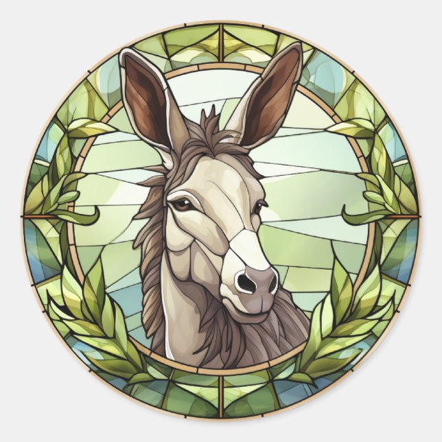 Sticker Rond Donkey en verre doux (Devant)