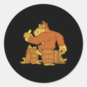 Sticker Rond Donkey Kong Mange Des Bananes En Barre