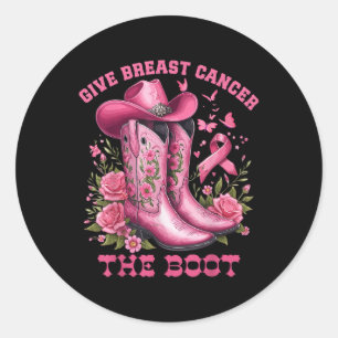 Sticker Rond Donner Le Cancer Du Sein L'Initiale Cowgirl Cancer