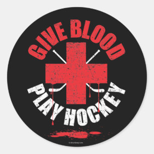 Sticker Rond Donnez du sang de jouer Hockey v1