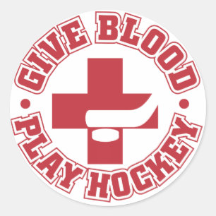 Sticker Rond Donnez le sang, hockey de jeu