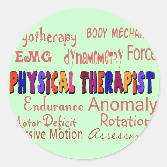 Sticker Rond Dons de terminologie de physiothérapeute (Devant)