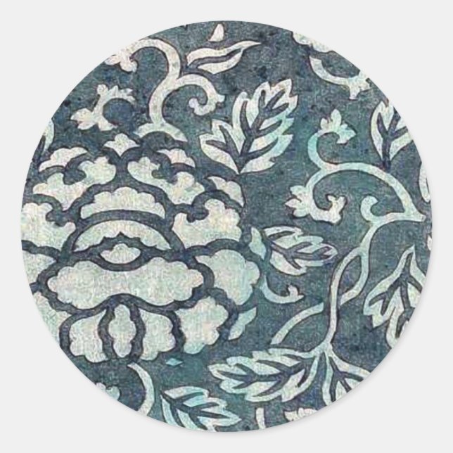 Sticker Rond Donsu, damas à pivoine vert clair arabesque Uki (Devant)