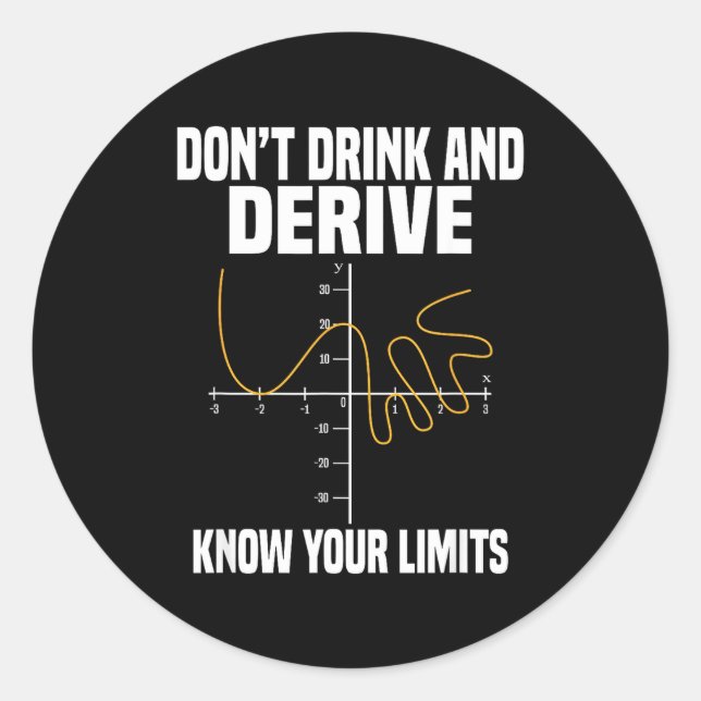 Sticker Rond Dont Drink And Derive And Know Your Limit  (Devant)