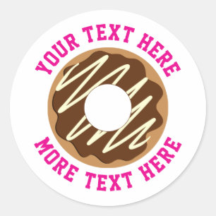 Sticker Rond Donut au chocolat mignon avec glaçage personnalisé