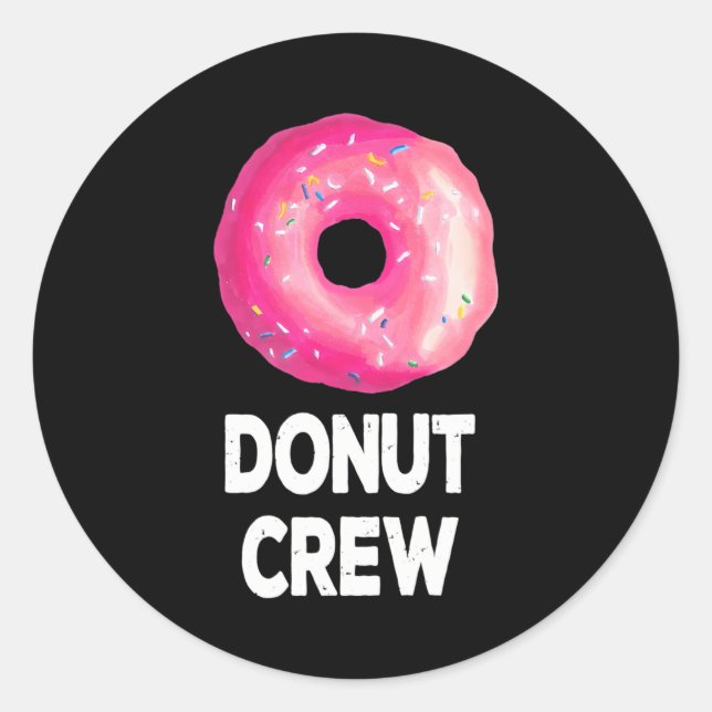 Sticker Rond Donut Crew Donut Fête d'anniversaire Faveurs (Devant)