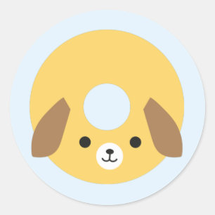 Sticker Rond Donut de chien de Kawaii