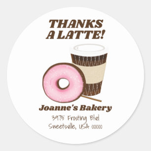 Sticker Rond Donut givré rose et Merci de café