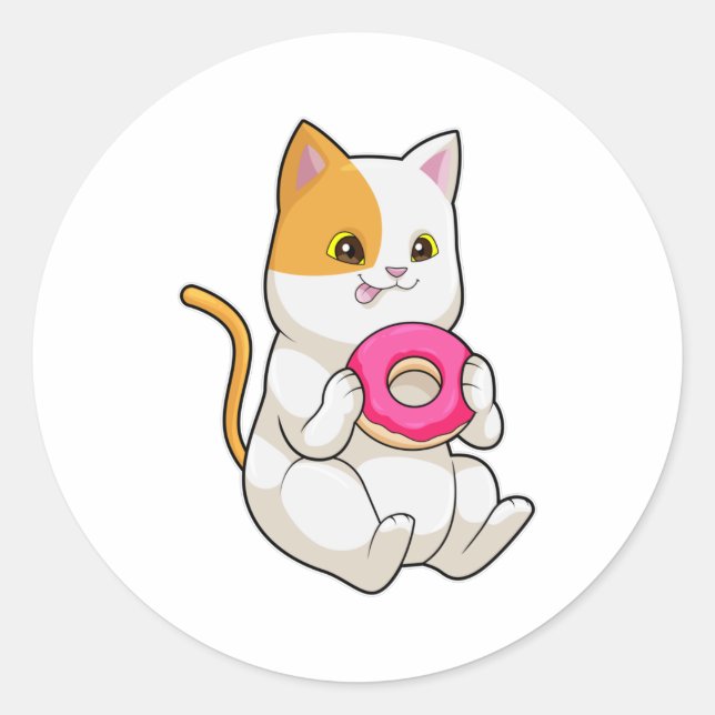 Sticker Rond Donut mangeur de chats (Devant)