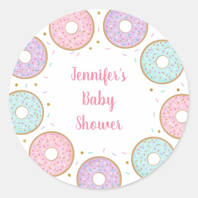 Sticker Rond Donut Pink Gold Pastel Anniversaire (Devant)