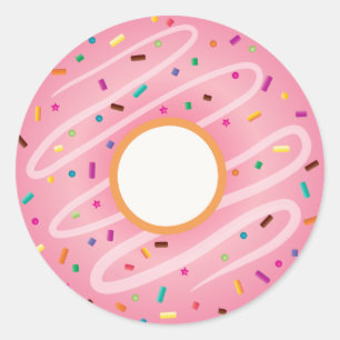 Sticker Rond Donut rose avec arrosage arc-en-ciel