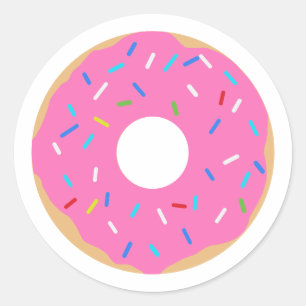 Sticker Rond Donut Rose Avec Saupoudrages