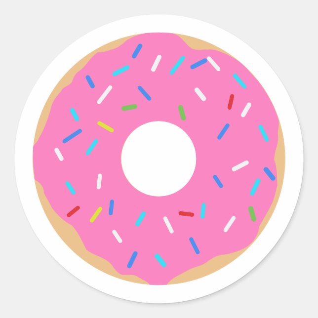 Sticker Rond Donut Rose Avec Saupoudrages (Devant)