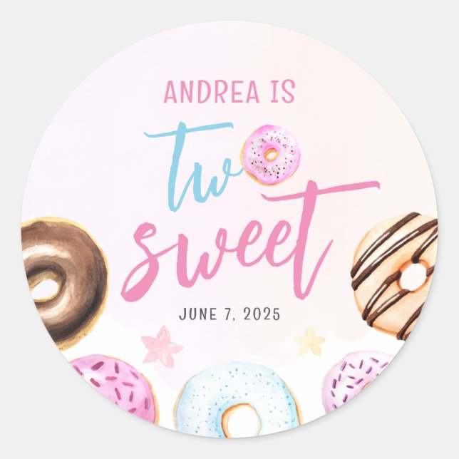 Sticker Rond Donut Two Sweet Girl 2e anniversaire (Devant)