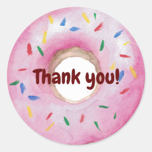 Sticker Rond Donuts paillettes aquarelle Merci