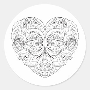 Sticker Rond Doodle cardiaque Abstrait