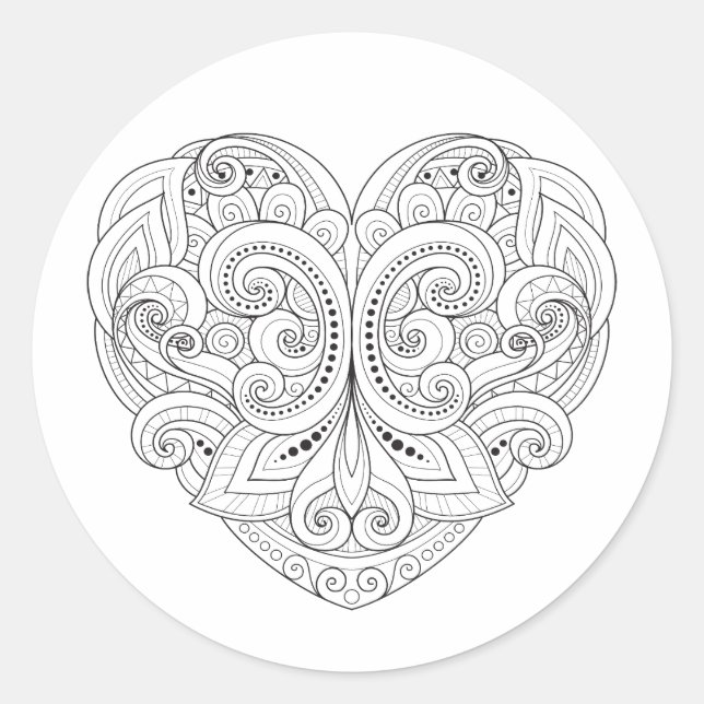 Sticker Rond Doodle cardiaque Abstrait (Devant)